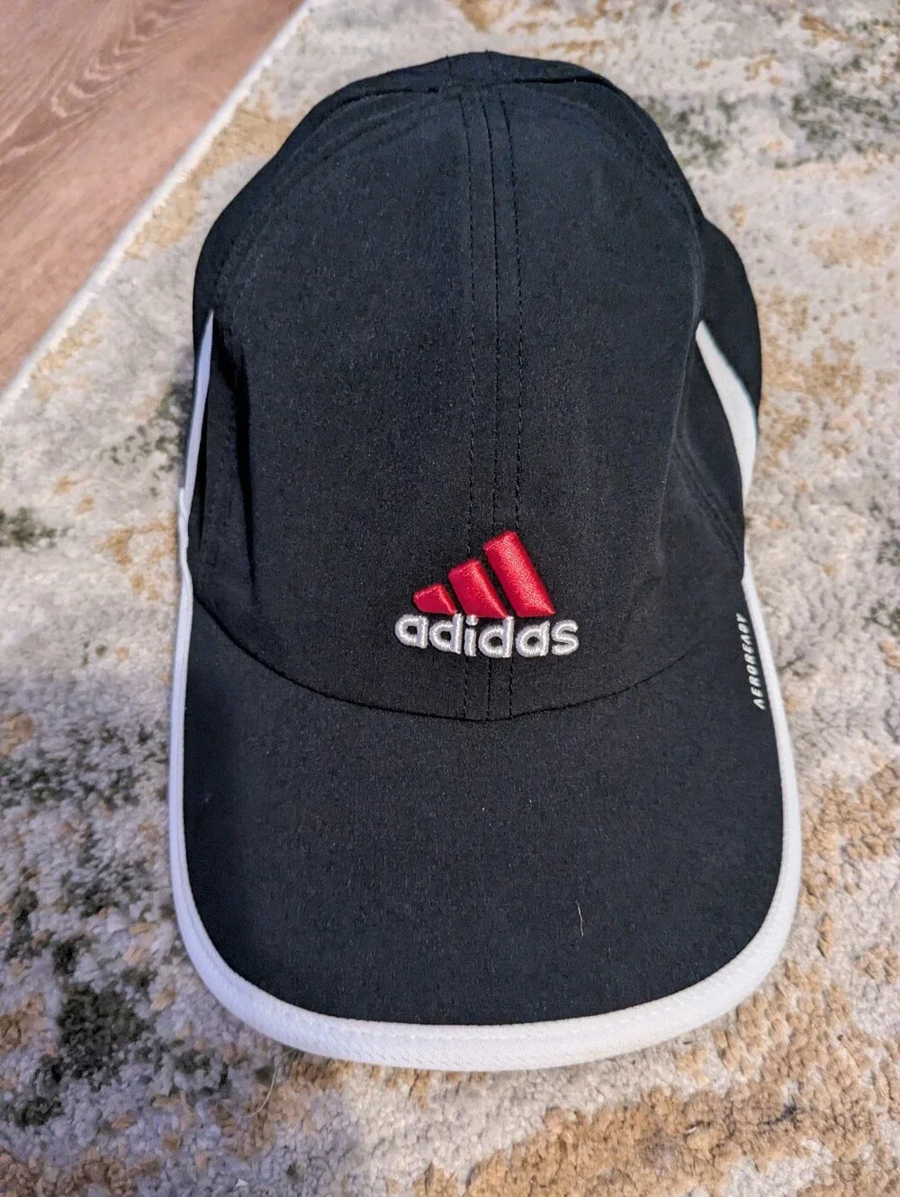 NWT Adidas Black & White AEROREADY Running Cap with Red Logo